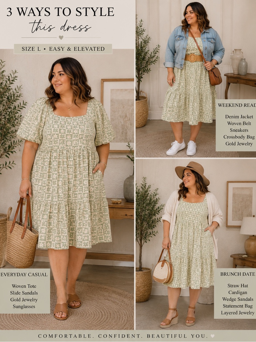 🌺🌺 Plus Floral Tiered Midi Dress in Sage Green NWT